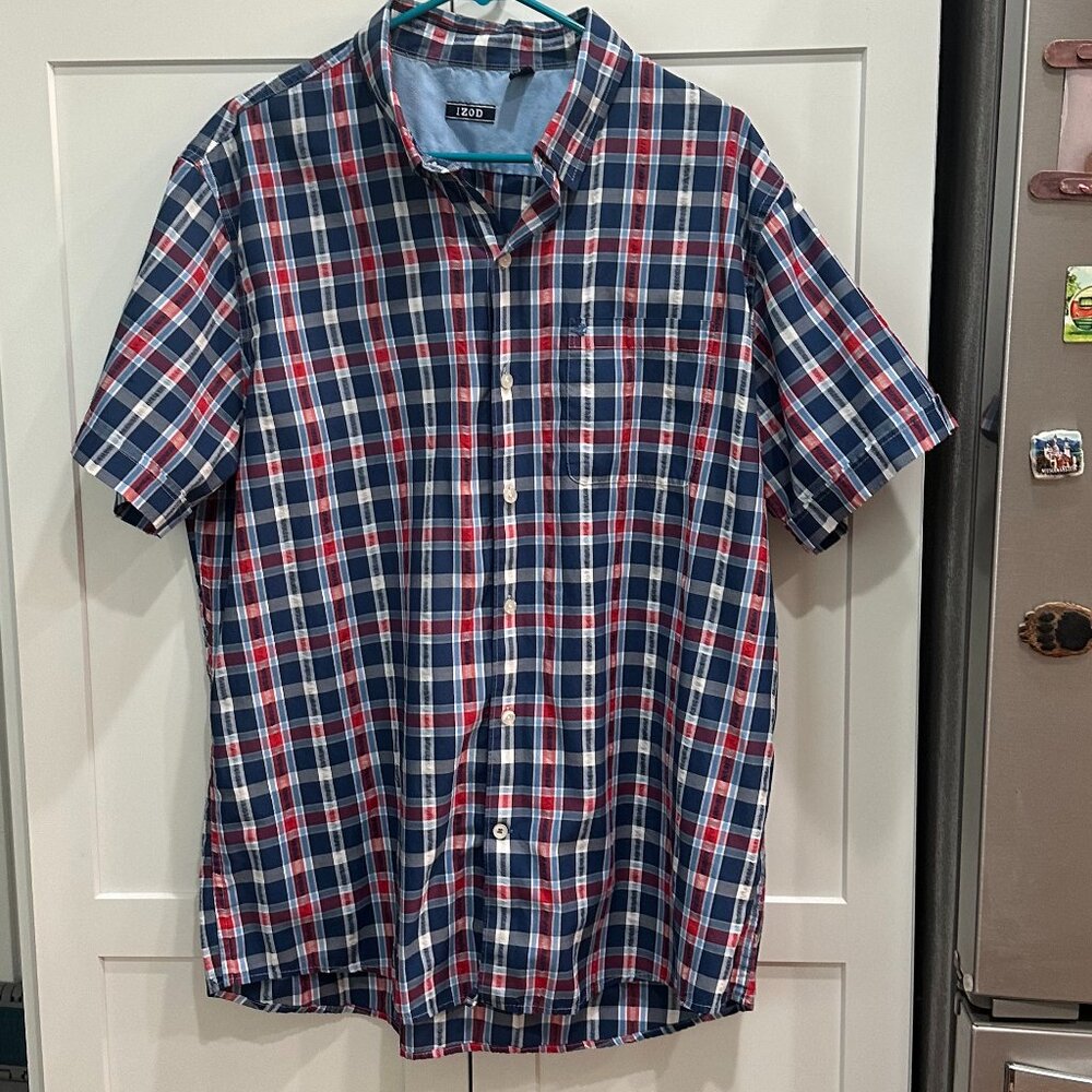 IZOD Men's Short Sleeve Collared Shirt, Size: XL, Button Down